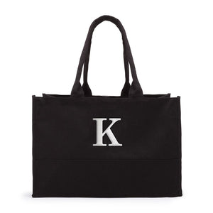 Large Personalized City Cotton Canvas Fabric Tote Bag- Black