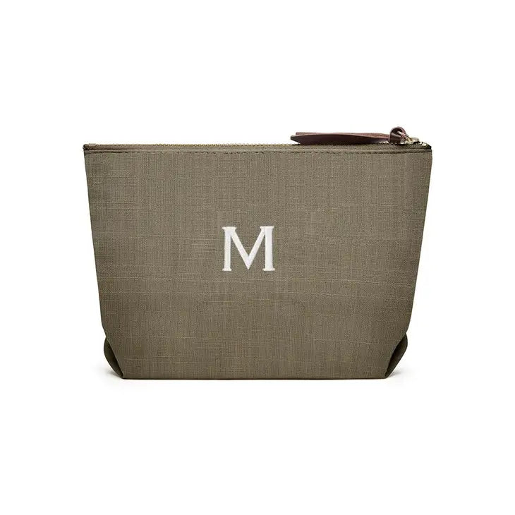 Women's Personalized Napa Linen Makeup Bag- Olive Green