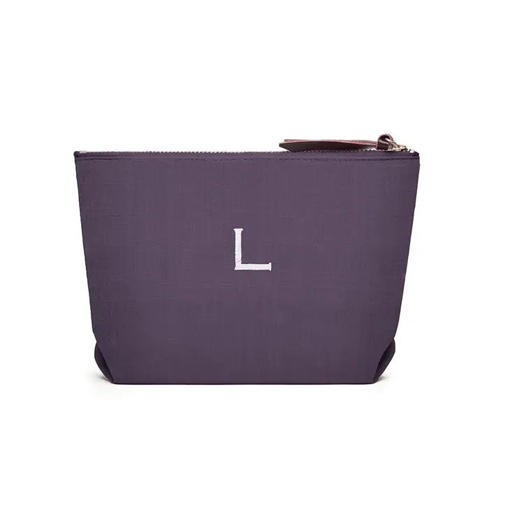 Women's Personalized Napa Linen Makeup Bag- Plum / Purple