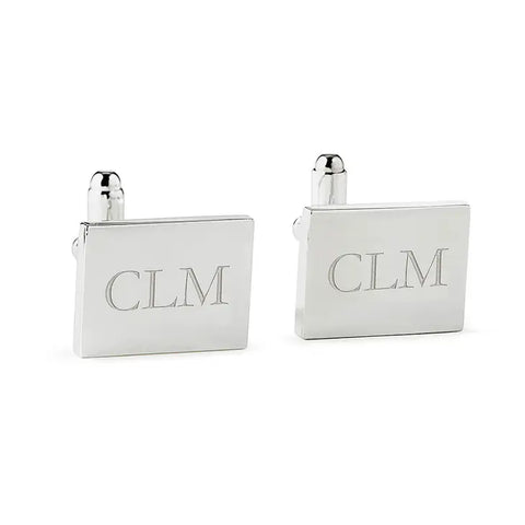 Men's Rectangular Cuff Links - Silver Plated