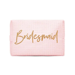 Women's Personalized Cotton Waffle Makeup Bag - Bridesmaid