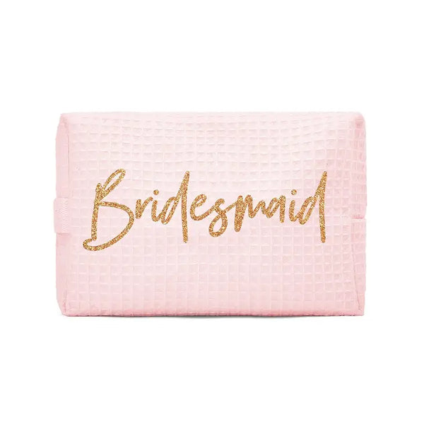 Women's Personalized Cotton Waffle Makeup Bag - Bridesmaid