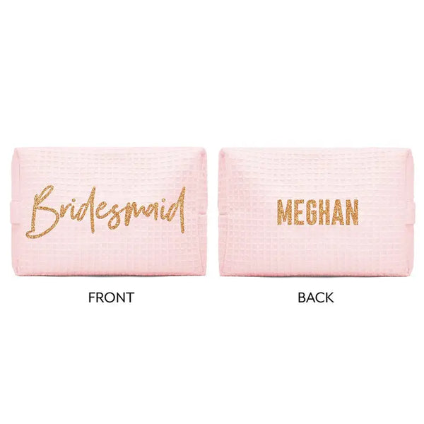 Women's Personalized Cotton Waffle Makeup Bag - Bridesmaid