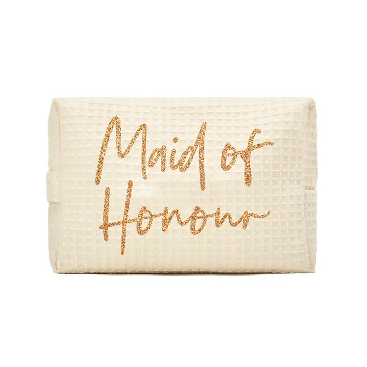 Women's Personalized Cotton Waffle Makeup Bag - Maid Of Honour