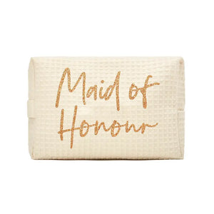 Women's Personalized Cotton Waffle Makeup Bag - Maid Of Honour