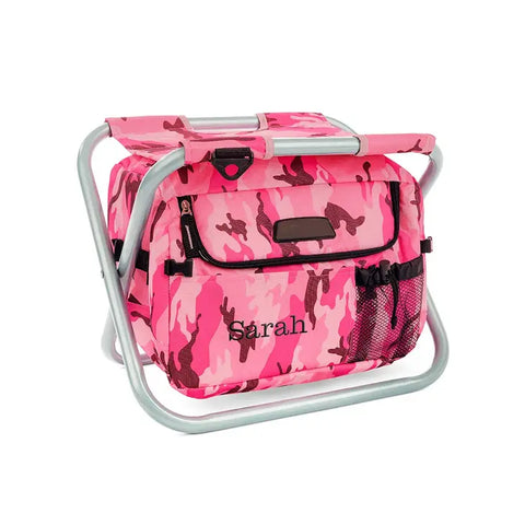 Personalized Pink Camouflage Folding Cooler Chair - Monogram Embroidered