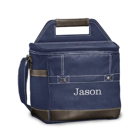 Personalized Dark Blue Insulated Cooler Bag - Monogram Embroidered