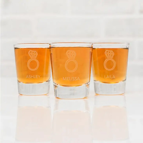 Personalized Clear 1 Oz. Shot Glass - Diamond Ring