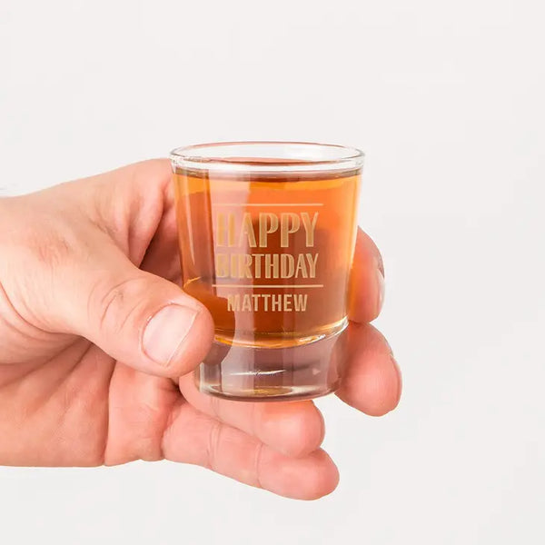 Personalized Clear 1 Oz. Shot Glass - Happy Birthday