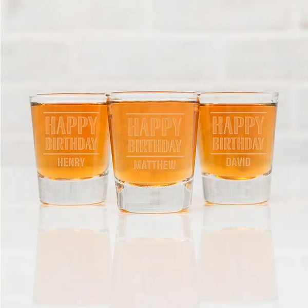 Personalized Clear 1 Oz. Shot Glass - Happy Birthday