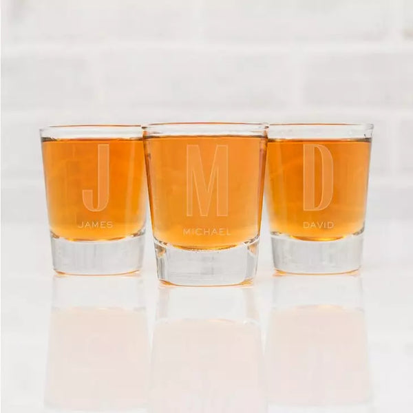 Personalized Clear 1 Oz. Shot Glass - Sans Serif Monogram