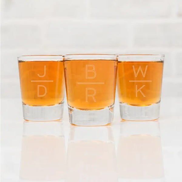 Personalized Clear 1 Oz. Shot Glass - Stacked Monogram