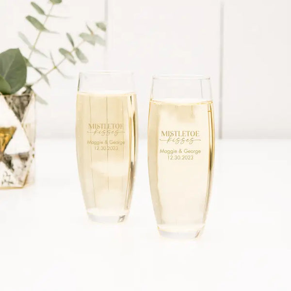 Personalised 9 oz. Stemless Toasting Champagne Flute Favour - Holiday | More Occasions