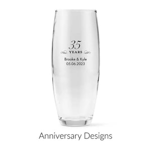 Personalised 9 oz. Stemless Toasting Champagne Flute Favour - Anniversary | More Occasions