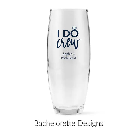 Personalised 9 oz. Stemless Toasting Champagne Flute Wedding Favour - Bachelorette | More Occasions