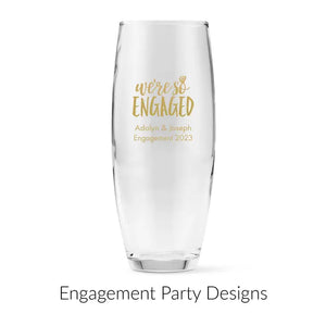 Personalised 9 oz. Stemless Toasting Champagne Flute Wedding Favour - Engagement Party | More Occasions