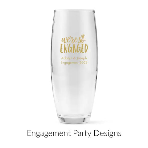 Personalised 9 oz. Stemless Toasting Champagne Flute Wedding Favour - Engagement Party | More Occasions