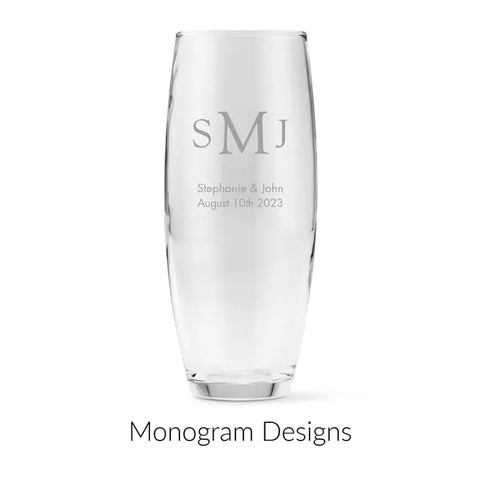 Personalised 9 oz. Stemless Toasting Champagne Flute Wedding Favour - Monograms | More Designs