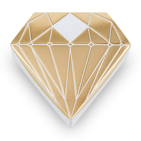 Diamond Favor Box With Metallic Gold - Set of 10