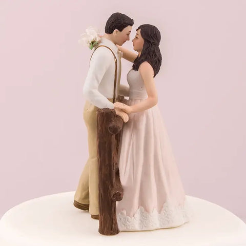 Rustic Couple Porcelain Figurine Wedding Cake Topper