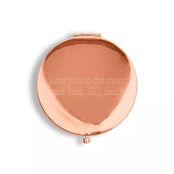 Personalized Engraved Bridal Party Pocket Compact Mirror - Aqueous - ROSE GOLD/COPPER