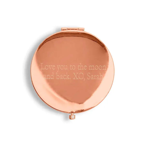 Personalized Engraved Bridal Party Pocket Compact Mirror - Aqueous - GOLD