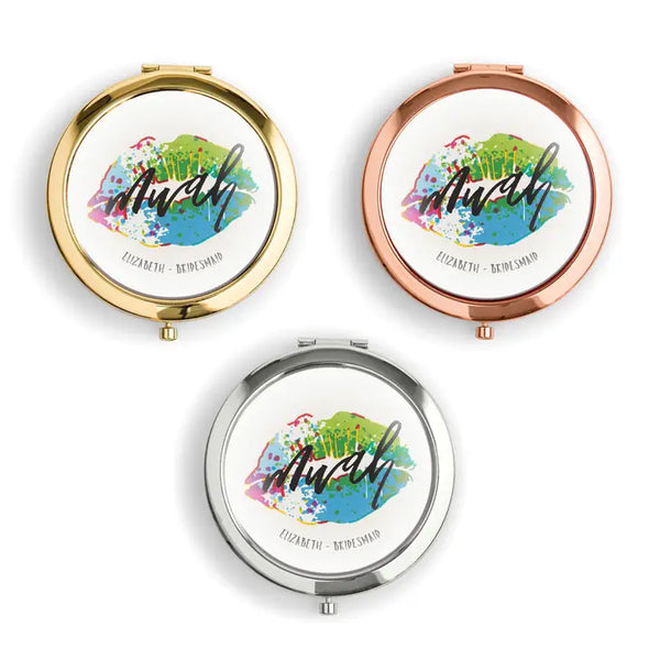 Personalized Engraved Bridal Party Pocket Compact Mirror - Mwah