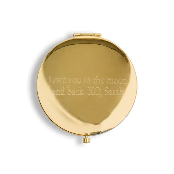 Personalized Engraved Faux Leather Compact Mirror - XOXO