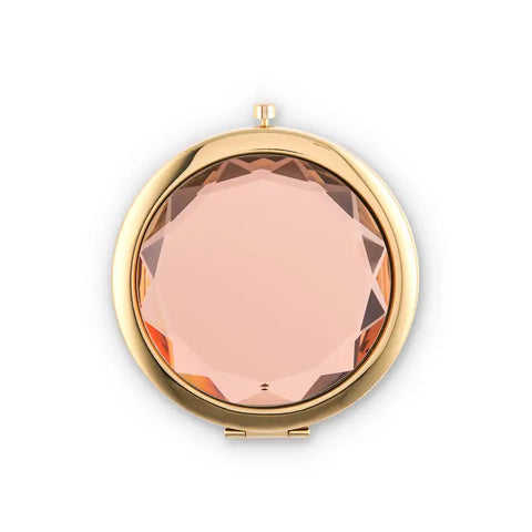 Personalized Jewel Compact Mirror Gift - Peach Pink Morganite