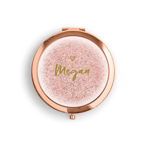 Personalized Engraved Bridal Party Compact Mirror - Sweet Heart