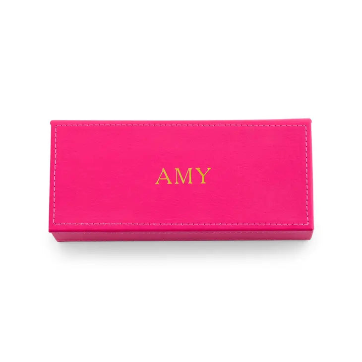 Personalized Faux Leather Jewelry Box - Custom Emboss