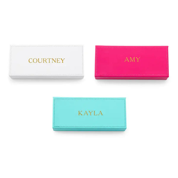 Personalized Faux Leather Jewelry Box - Custom Emboss