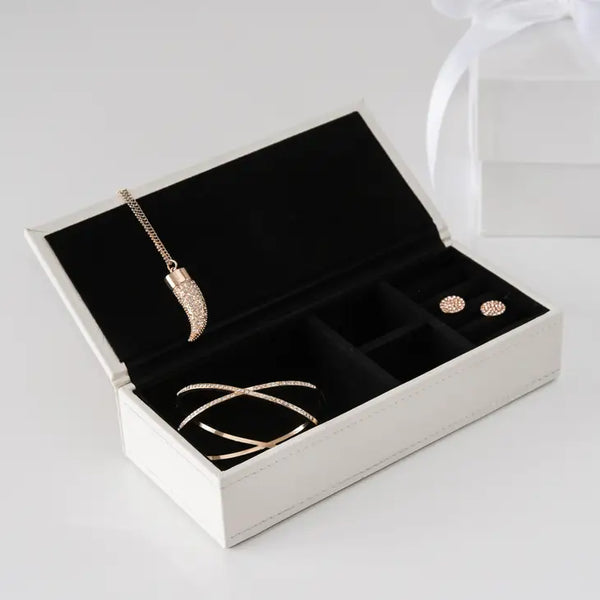 Personalized Faux Leather Jewelry Box - Monogram Emboss