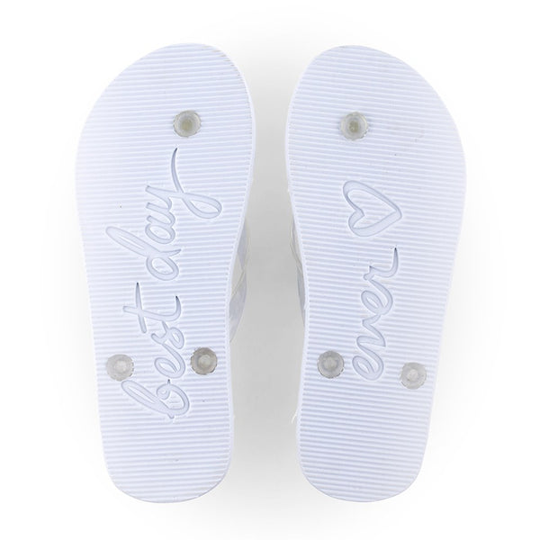 Best Day Ever Wedding Favor Flip Flops - Ivory White