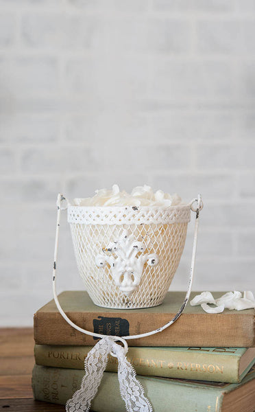 Shabby Chic Metal Flower Basket