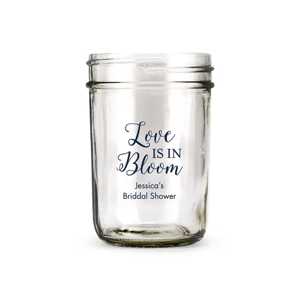 Personalised 8 oz. Glass Mason Jar Wedding Favour with Lid Options - Bridal Shower | More Occasions