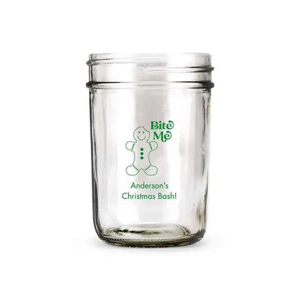 Personalised 8 oz. Glass Mason Jar Favour with Lid Options - Holiday | More Occasions