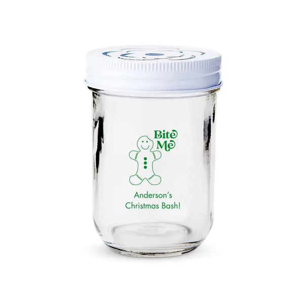 Personalised 8 oz. Glass Mason Jar Favour with Lid Options - Holiday | More Occasions