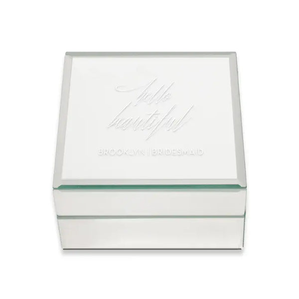 Small Personalized Mirrored Jewelry Box - Hello Beautiful