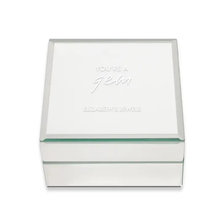 Small Personalized Mirrored Jewelry Box - You're A Gem