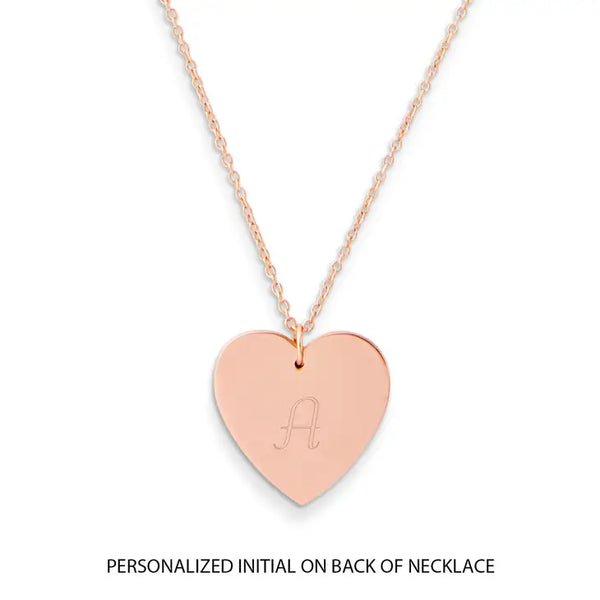 Personalized Rose Gold Engraved Charm Necklace - Crystal Double Swing Heart