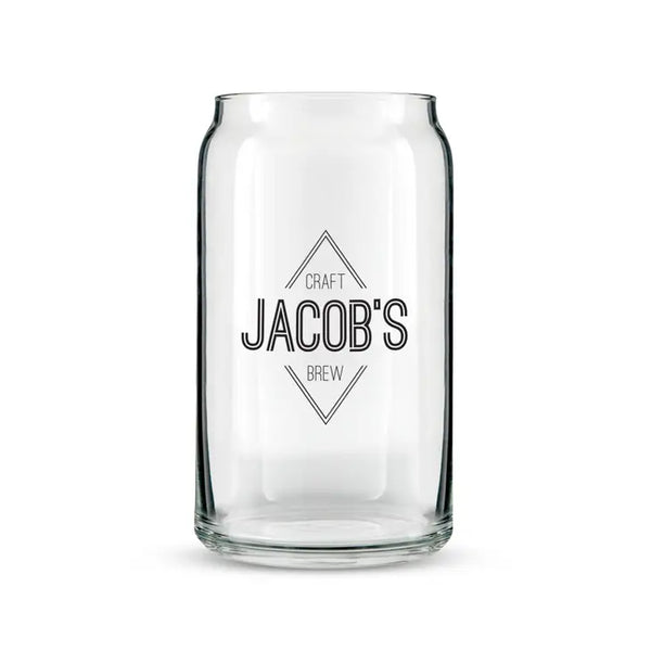 Personalized Can Shaped Drinking Glass - Diamond Emblem Print