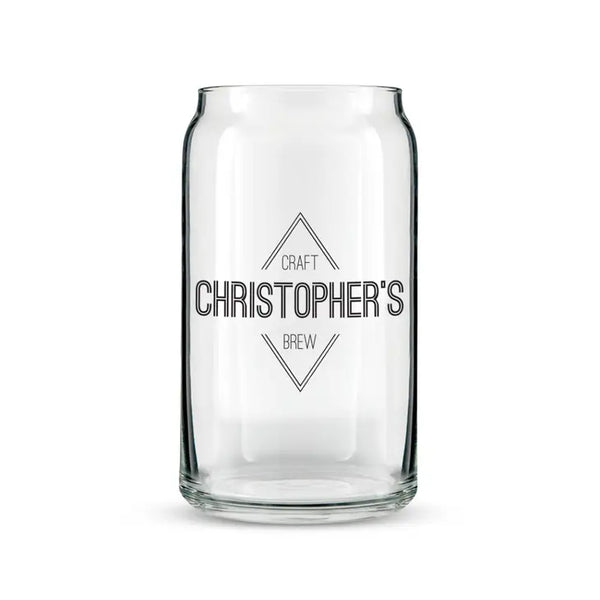 Personalized Can Shaped Drinking Glass - Diamond Emblem Print