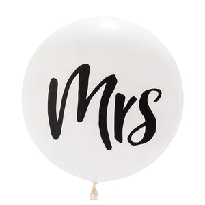 Extra Large 36" White Round Wedding Balloons - Mrs