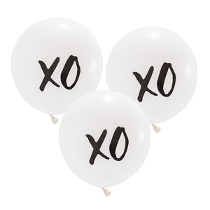 Large 17" White Round Wedding Balloons - XO - Set Of 3