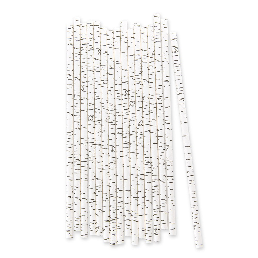 Birch Bark Print Paper Drinking Straw