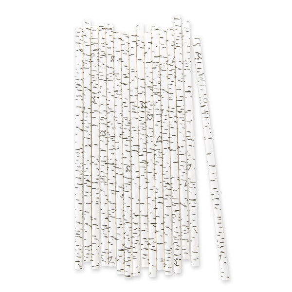 Birch Bark Print Paper Drinking Straw