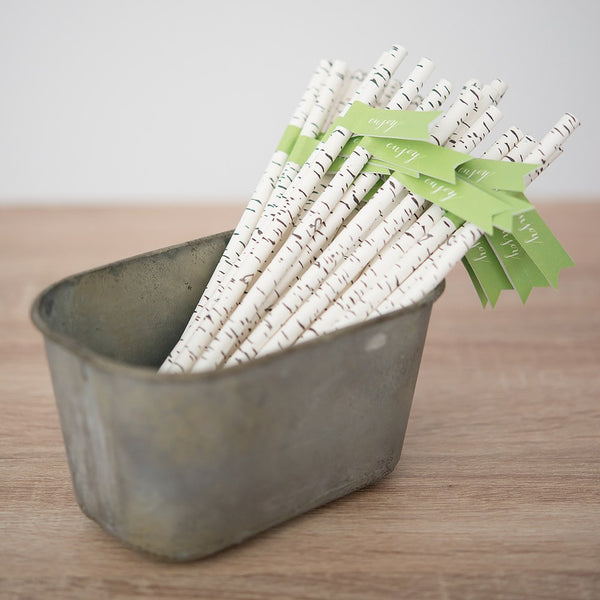 Birch Bark Print Paper Drinking Straw