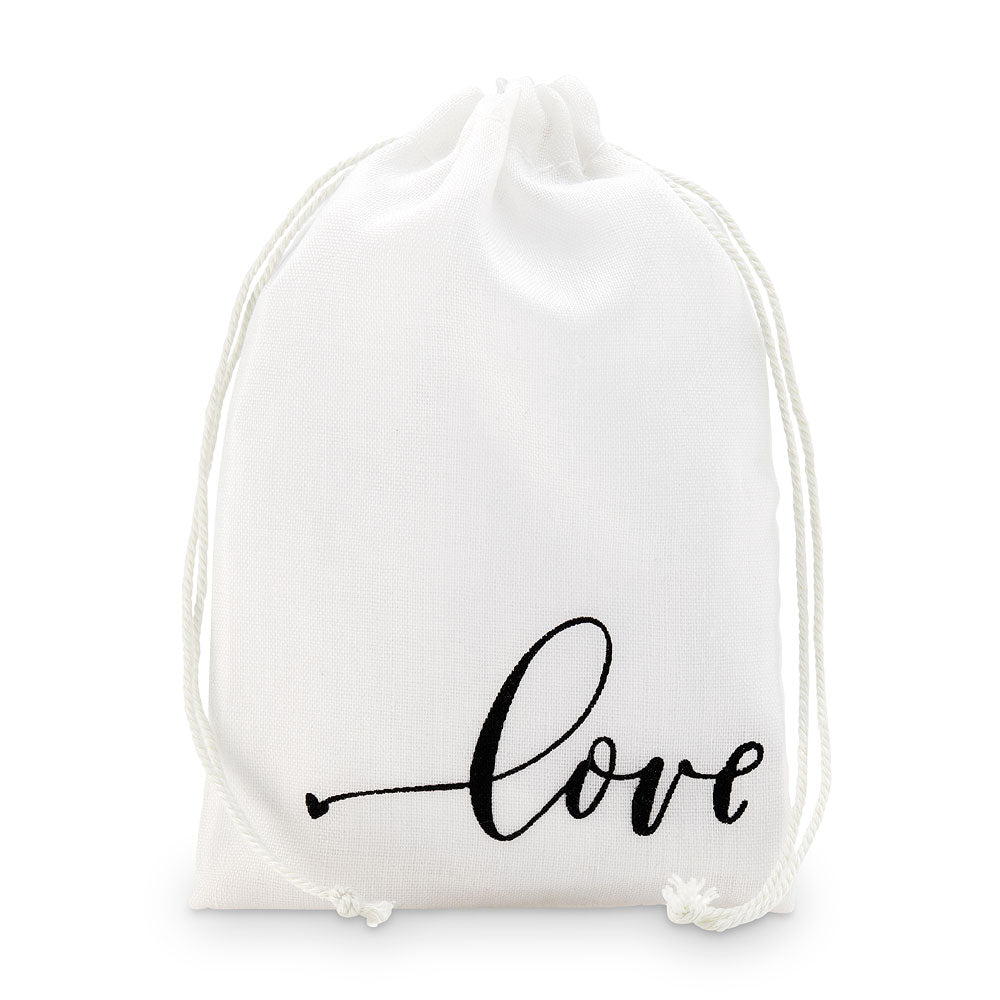 "love" Print Muslin Drawstring Favor Bag - Medium (12)