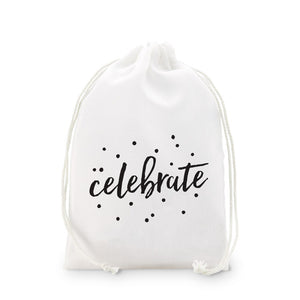 Medium White Muslin Drawstring Favor Bag - Celebrate - Pack of 12